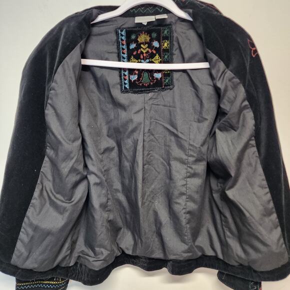 Chicos 1 Black Velvet Embroidered Blazer Jacket Size M 8 Studded Boho Whimsigoth - Picture 9 of 15